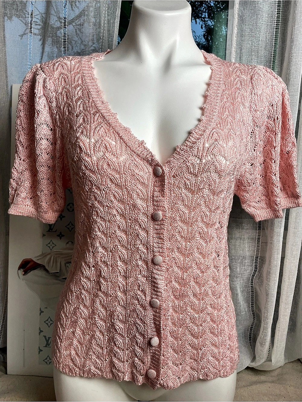 Lauren Conrad Pink Knit Button-Front Cardigan